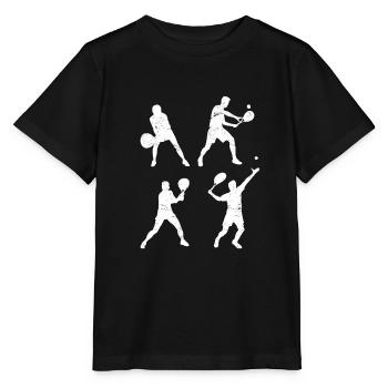 Tennis Player Silhouette Tennis Game Training - Stanley/Stella MINI CREATOR Kids’ T-Shirt - black - Front - Mikhail (115cm)
