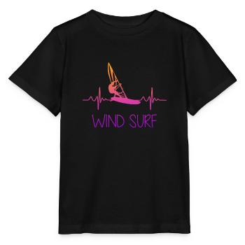Windsurfer Frauen Geschenk Herzschlag Herz - Stanley/Stella Kinder T-Shirt MINI CREATOR  - Schwarz - Vorne - Mikhail (115cm)