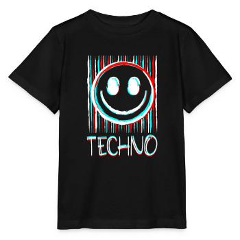 Techno Musique Visage Disque phonographe DJ Smile EDM - T-shirt bio MINI CREATOR Stanley/Stella Enfant - noir - Devant - Mikhail (115cm)