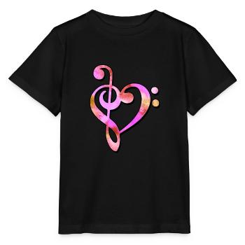 Techno Musique Clé de basse Clé de partition - T-shirt bio MINI CREATOR Stanley/Stella Enfant - noir - Devant - Mikhail (115cm)