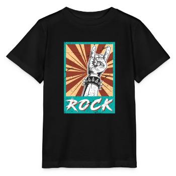 Rock à la main symbole rock rock rocker - T-shirt bio MINI CREATOR Stanley/Stella Enfant - noir - Devant - Mikhail (115cm)