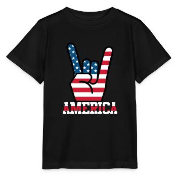 Amérique États-Unis drapeau drapeau rockers à main levée - T-shirt bio MINI CREATOR Stanley/Stella Enfant - noir - Devant - Mikhail (115cm)