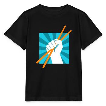 Drummer Drumsticks Batteur musicien Rocker - T-shirt bio MINI CREATOR Stanley/Stella Enfant - noir - Devant - Mikhail (115cm)