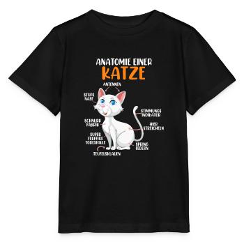 Anatomie einer Katze - Stanley/Stella Kinder T-Shirt MINI CREATOR  - Schwarz - Vorne - Mikhail (115cm)