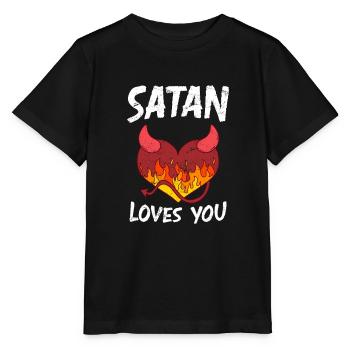Satan loves You Party Devil Antichrist - Stanley/Stella MINI CREATOR Kids’ T-Shirt - black - Front - Mikhail (115cm)