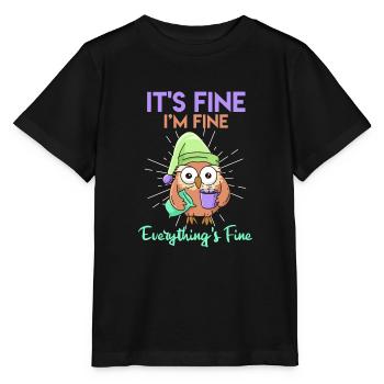 Hibou du café C’est bien je suis fin Tout est fin - T-shirt bio MINI CREATOR Stanley/Stella Enfant - noir - Devant - Mikhail (115cm)