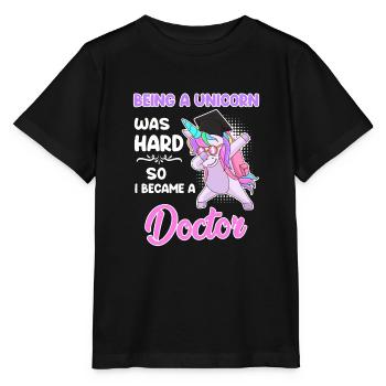 Doctor 2022 Doctor Unicorn Doctorate - Stanley/Stella MINI CREATOR Kids’ T-Shirt - black - Front - Mikhail (115cm)