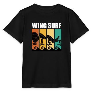 Retro Wing Surf Wing Foil Wing Foil - Stanley/Stella Kinder T-Shirt MINI CREATOR  - Schwarz - Vorne - Mikhail (115cm)