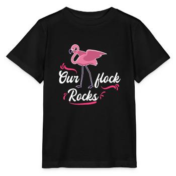 Our flock rocks Pink Flamingo Feiern - Stanley/Stella Kinder T-Shirt MINI CREATOR  - Schwarz - Vorne - Mikhail (115cm)