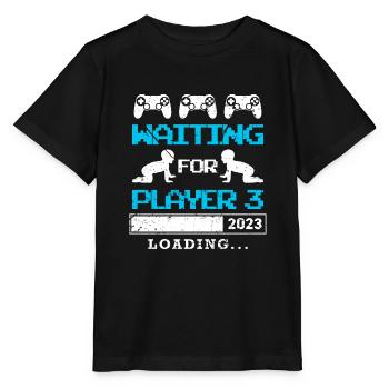 Waiting for Player 3 Expectant Father Baby Birth - Stanley/Stella MINI CREATOR Kids’ T-Shirt - black - Front - Mikhail (115cm)