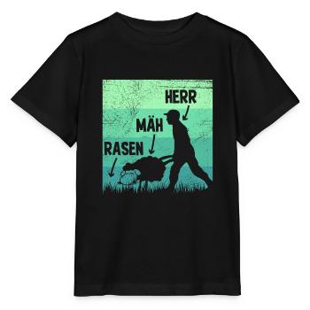 Rasen Mäh Herr Rasenmäher Rasen mähen Garten - Stanley/Stella Kinder T-Shirt MINI CREATOR  - Schwarz - Vorne - Mikhail (115cm)