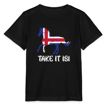 Prenez-le Isi Cheval islandais - T-shirt bio MINI CREATOR Stanley/Stella Enfant - noir - Devant - Mikhail (115cm)
