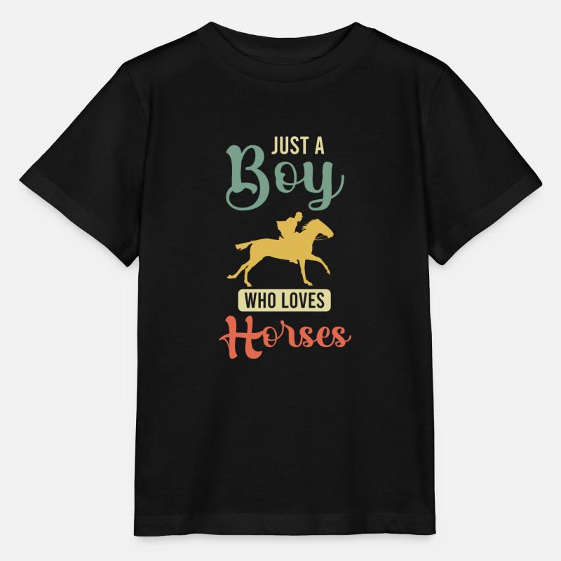 Juste un garçon qui aime les cavaliers - T-shirt bio MINI CREATOR Stanley/Stella Enfant - noir