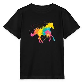 Reitsport Kunst Reiterin Reitsport - Stanley/Stella Kinder T-Shirt MINI CREATOR  - Schwarz - Vorne - Mikhail (115cm)