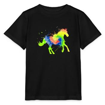Reitsport Kunst Reiterin Reitsport - Stanley/Stella Kinder T-Shirt MINI CREATOR  - Schwarz - Vorne - Mikhail (115cm)