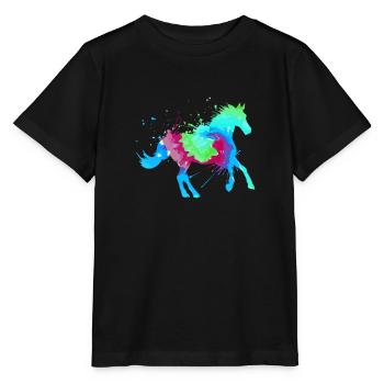 Reitsport Kunst Reiterin Reitsport - Stanley/Stella Kinder T-Shirt MINI CREATOR  - Schwarz - Vorne - Mikhail (115cm)