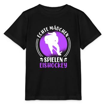 Echte Mädchen spielen Eishockey Damen - Stanley/Stella Kinder T-Shirt MINI CREATOR  - Schwarz - Vorne - Mikhail (115cm)