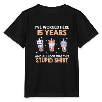 15 years of service Company anniversary 15 years - Stanley/Stella MINI CREATOR Kids’ T-Shirt - black - Front - Mikhail (115cm)