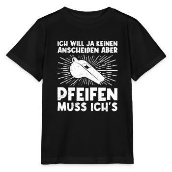 Pfeifen muss ich es Schiedsrichter - Stanley/Stella Kinder T-Shirt MINI CREATOR  - Schwarz - Vorne - Mikhail (115cm)