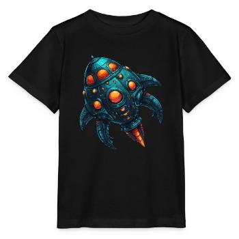 Colorful imaginative whimsical spaceship - Stanley/Stella MINI CREATOR Kids’ T-Shirt - black - Front - Mikhail (115cm)