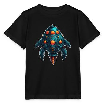 Colorful imaginative whimsical spaceship - Stanley/Stella MINI CREATOR Kids’ T-Shirt - black - Front - Mikhail (115cm)
