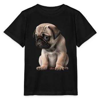 Chiot carlin timide - T-shirt bio MINI CREATOR Stanley/Stella Enfant - noir - Devant - Mikhail (115cm)