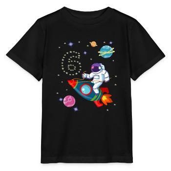 Rocket Astronaut 6 Year 6th Birthday Space - Stanley/Stella MINI CREATOR Kids’ T-Shirt - black - Front - Mikhail (115cm)