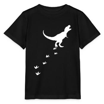 Dinosaurier Spur Spuren Dino Tyrannosaurus T-Rex - Stanley/Stella Kinder T-Shirt MINI CREATOR  - Schwarz - Vorne - Mikhail (115cm)