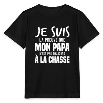 La preuve que mon papa pas toujours chasse - T-shirt bio MINI CREATOR Stanley/Stella Enfant - noir - Devant - Mikhail (115cm)