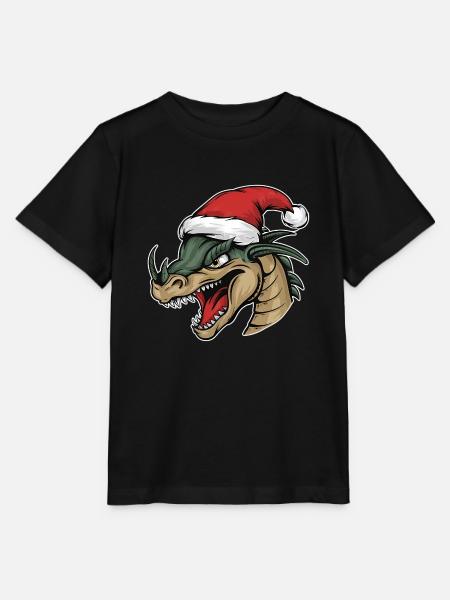 Drache mit Weihnachtsmütze: Festlicher Flammenzaub - Stanley/Stella Kinder T-Shirt MINI CREATOR - Schwarz