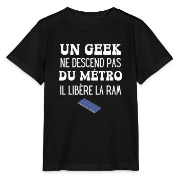 un geek ne descend pas du métro - T-shirt bio MINI CREATOR Stanley/Stella Enfant - noir - Devant - Mikhail (115cm)