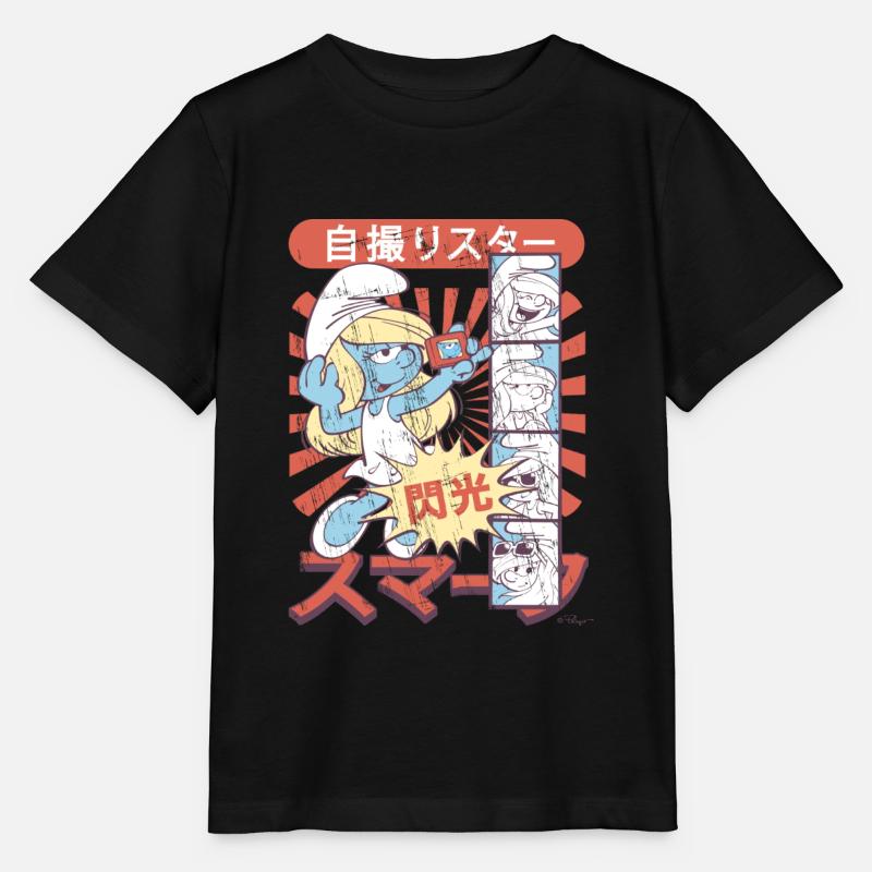 Les Schtroumpfs La Schtroumpfette BD Japonais - T-shirt bio MINI CREATOR Stanley/Stella Enfant - noir