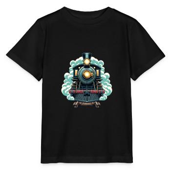 Dampflok für Kinder die Eisenbahn lieben - Stanley/Stella Kinder T-Shirt MINI CREATOR  - Schwarz - Vorne - Mikhail (115cm)