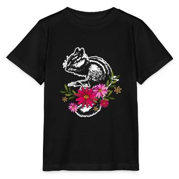 Chipmunk With Flowers - Stanley/Stella MINI CREATOR Kids’ T-Shirt - black - Front - Mikhail (115cm)