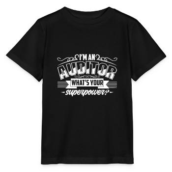 Funny Auditor Superpower - Stanley/Stella MINI CREATOR Kids’ T-Shirt - black - Front - Mikhail (115cm)