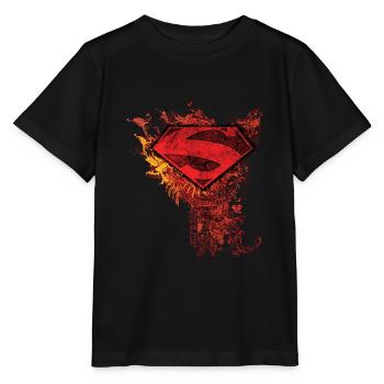 Superman S-Shield Orange Ornaments - Stanley/Stella MINI CREATOR Kids’ T-Shirt - black - Front - Mikhail (115cm)