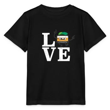 Love Liebe Retro Vintage Kassette 80er 90er Tanzen - Stanley/Stella MINI CREATOR Kids’ T-Shirt - black - Front - Mikhail (115cm)