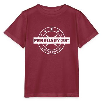 Schaltjahr Geburtstag 29. Februar - Stanley/Stella Kinder T-Shirt MINI CREATOR  - Burgunderrot - Vorne - Kain (125cm)