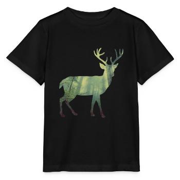 cerf - T-shirt bio MINI CREATOR Stanley/Stella Enfant - noir - Devant - Mikhail (115cm)