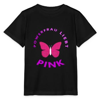 Pink Farbe Powerfrau liebt Pink Spruch Geschenk - Stanley/Stella Kinder T-Shirt MINI CREATOR  - Schwarz - Vorne - Mikhail (115cm)