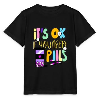 Medikamente Pille einnehmen Tablette Geschenkidee - Stanley/Stella Kinder T-Shirt MINI CREATOR  - Schwarz - Vorne - Mikhail (115cm)