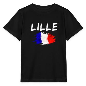Lille France Ville Drapeau de Lille - T-shirt bio MINI CREATOR Stanley/Stella Enfant - noir - Devant - Mikhail (115cm)