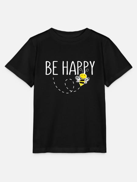 Wees gelukkig bij verklaring gelukkig - Stanley/Stella Kinder-T-shirt MINI CREATOR  - zwart