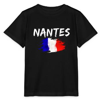 Nantes Frankreich Flagge Stadt Nantes - Stanley/Stella Kinder T-Shirt MINI CREATOR  - Schwarz - Vorne - Mikhail (115cm)