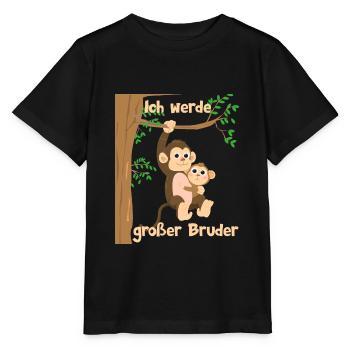 Ich werde großer Bruder Affe Affen - Stanley/Stella Kinder T-Shirt MINI CREATOR  - Schwarz - Vorne - Mikhail (115cm)