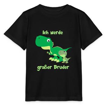 Ich werde großer Bruder - Dinosaurier - Dino - Stanley/Stella Kinder T-Shirt MINI CREATOR  - Schwarz - Vorne - Mikhail (115cm)