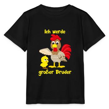 Ich werde großer Bruder Hahn mit Küken Huhn - Stanley/Stella Kinder T-Shirt MINI CREATOR  - Schwarz - Vorne - Mikhail (115cm)
