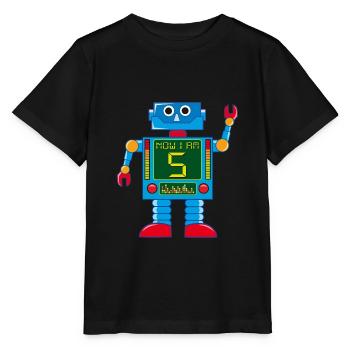 Roboter 5 Jahre 5. Geburtstag - Stanley/Stella Kinder T-Shirt MINI CREATOR  - Schwarz - Vorne - Mikhail (115cm)