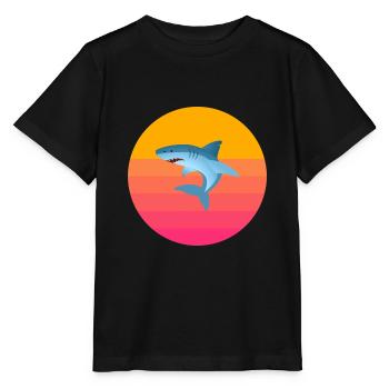 Haifischflosse Raubtier 90er Vaporwave Hai - Stanley/Stella Kinder T-Shirt MINI CREATOR  - Schwarz - Vorne - Mikhail (115cm)