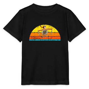 Avion volant vintage pilote enfants - T-shirt bio MINI CREATOR Stanley/Stella Enfant - noir - Devant - Mikhail (115cm)